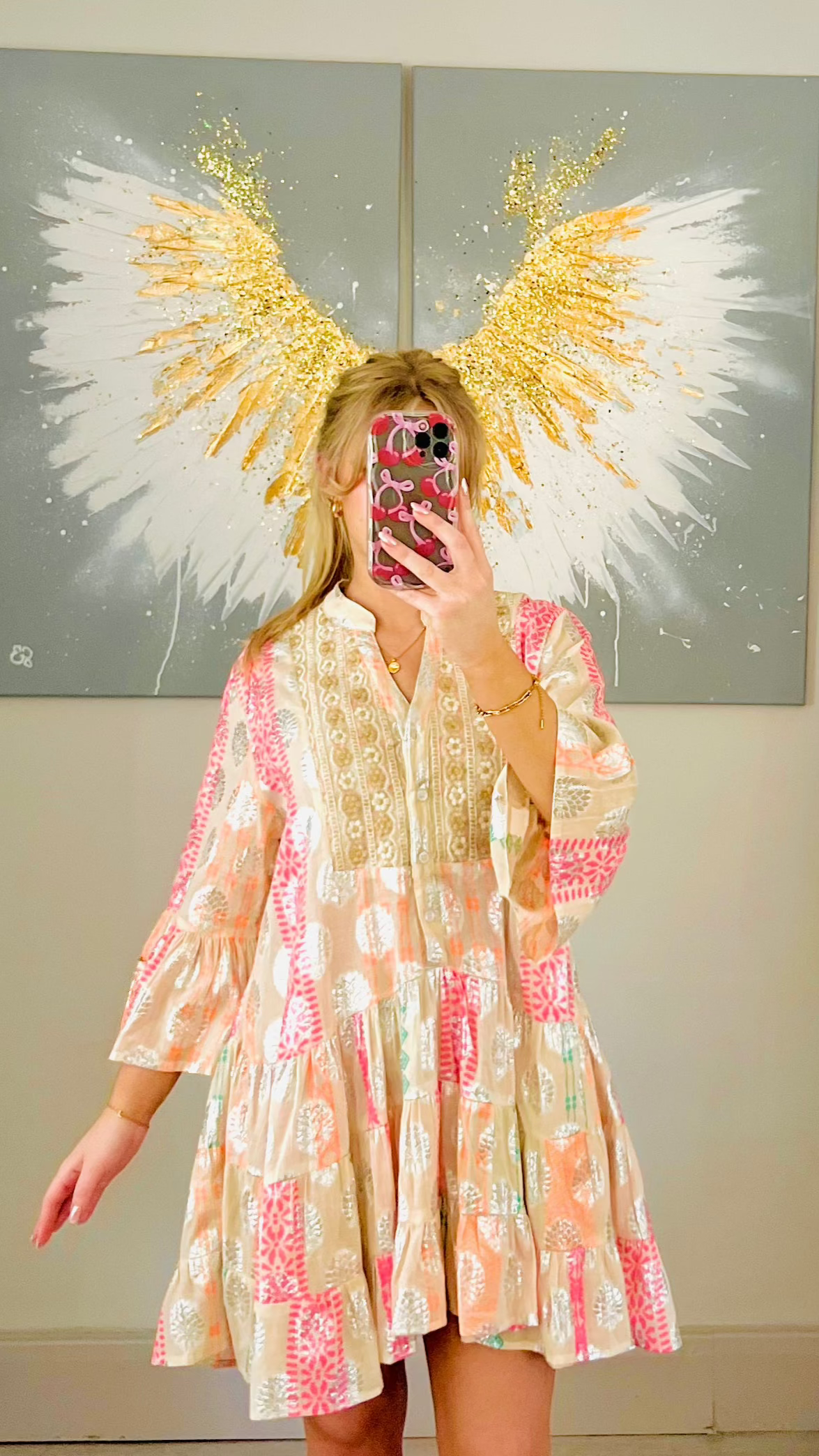 Pink & Gold Boho Dress