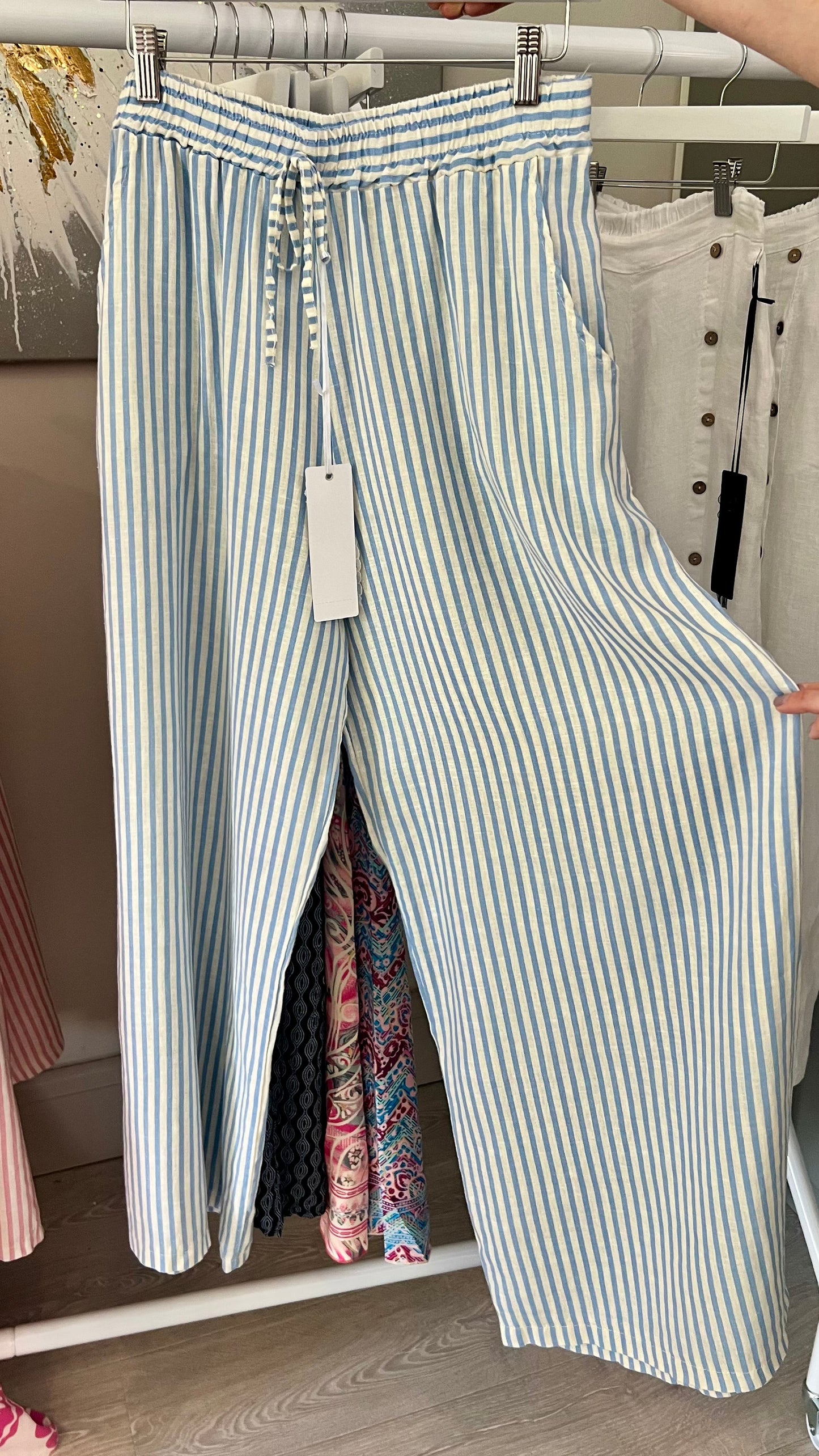 Pale Blue Striped Trouser